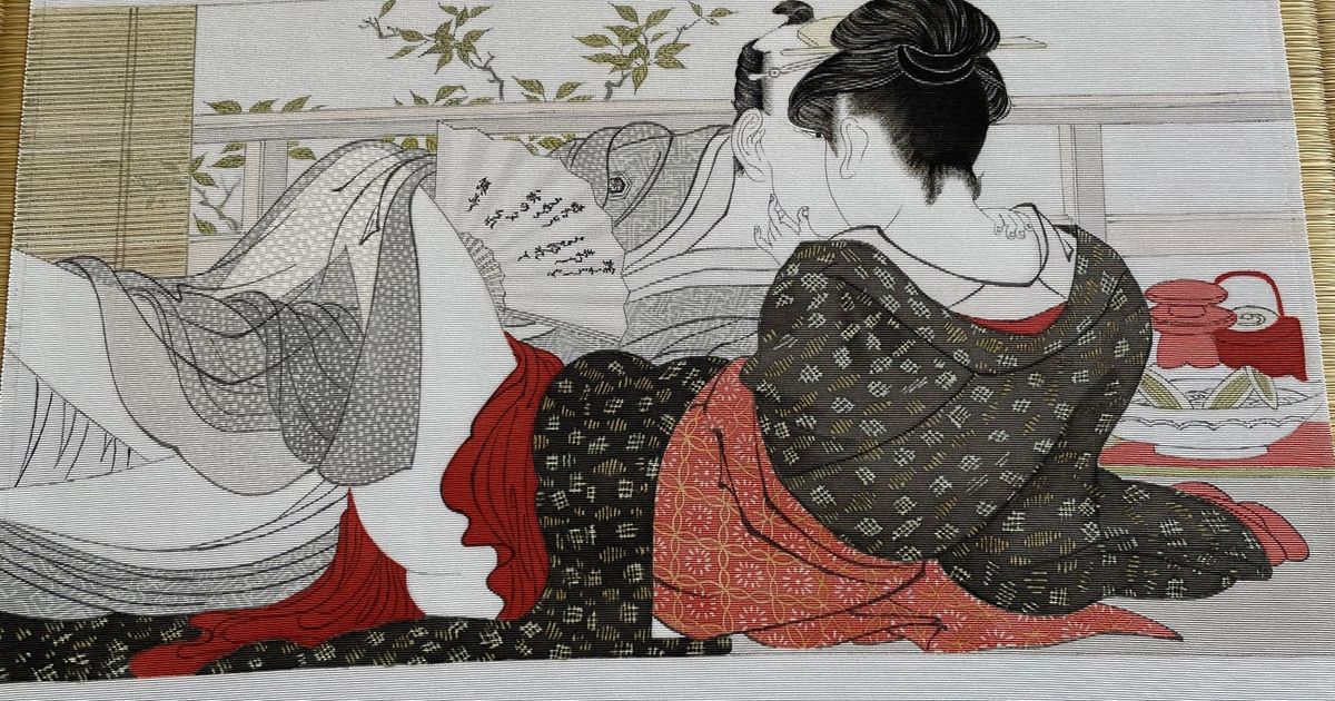 複製/喜多川歌麿/美人画/着物地/染物/布袋屋掛軸HH-160 複製】/喜多川歌麿/美人画/着物地/染物/布袋屋掛軸HH-160 美術品